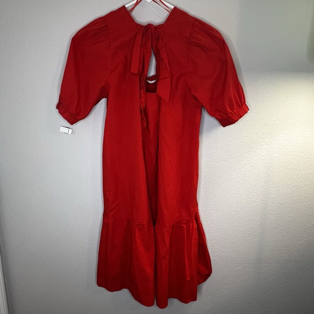 Vero Moda Womens Short Puff Sleeve Tie Keyhole Back Oversized Smock Dress Size M - Picture 2 of 8